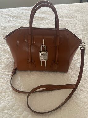 Givenchy Brown Leather Crossbody Satchel with Silver Lock